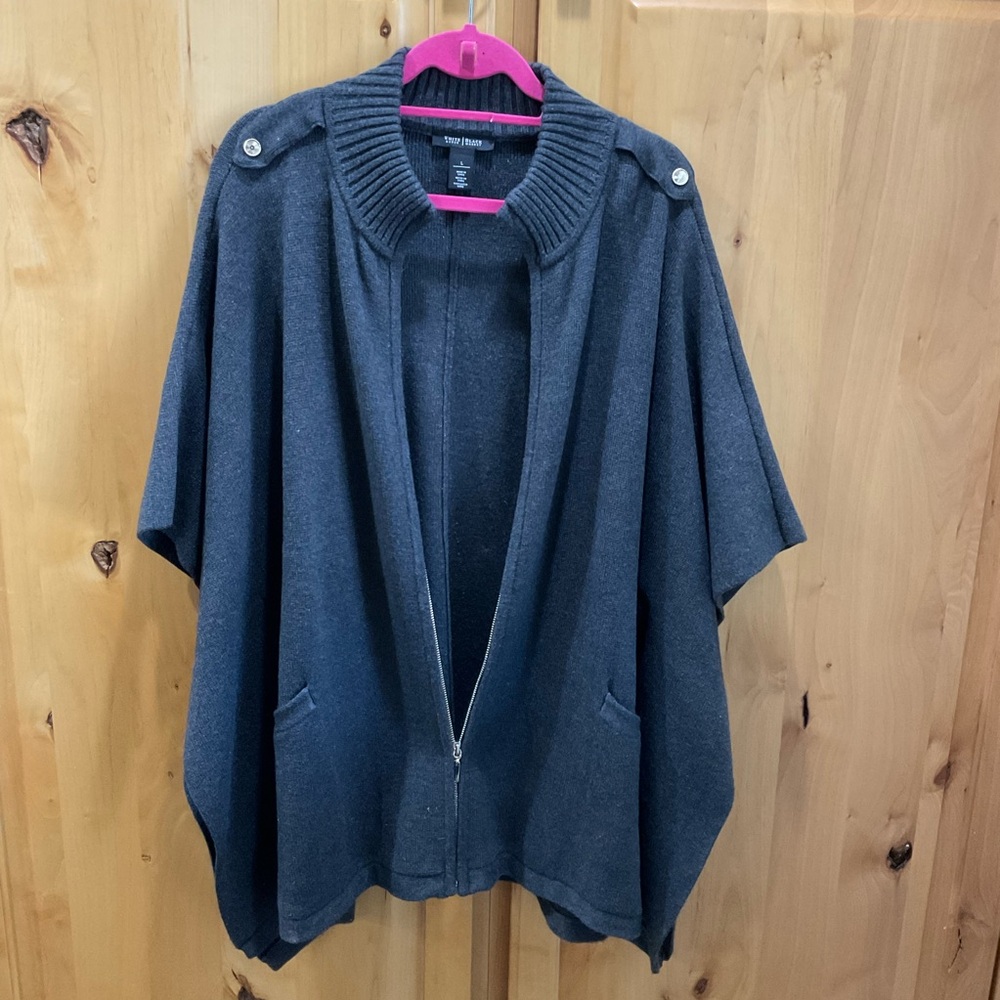 White House Black Market  Gray Knit Shrug Poncho Sweater